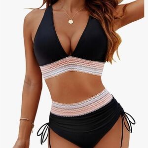 Chic Black and Multicolor Women's Bikini Set tummy control sold out online